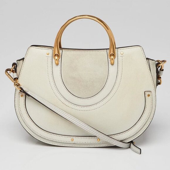 Chloe Off White Suede/Leather Pixie Top Handle Medium Bag - Picture 1 of 12